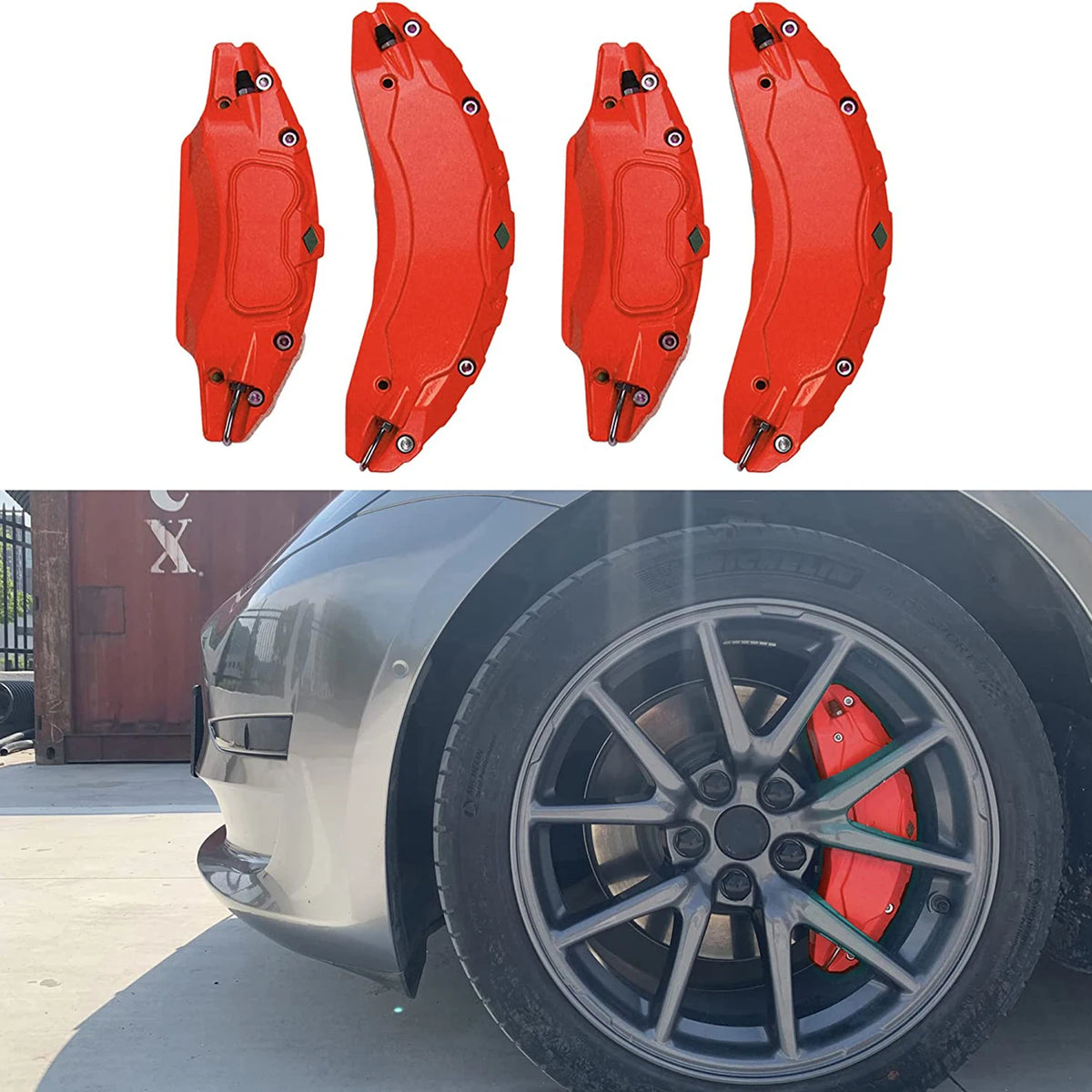 MiniRevs Brake Caliper Covers for Tesla Model 3 Highland 2024-2026 (4-Pack with Decals)