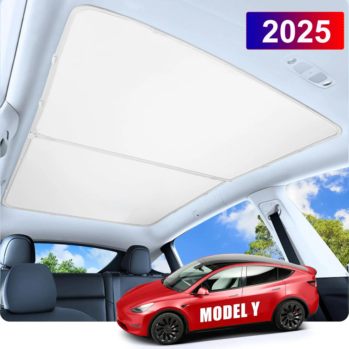 MiniRevs Nano Silver Glass Roof Sunshade for Tesla Model 3/X/Y/YL Highland Juniper 2020-2026