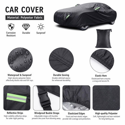 MiniRevs Heavy Duty Polyester Car Cover | All-Weather, Sun & Dust Protection, Universal Fit