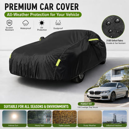 MiniRevs Heavy Duty Polyester Car Cover | All-Weather, Sun & Dust Protection, Universal Fit