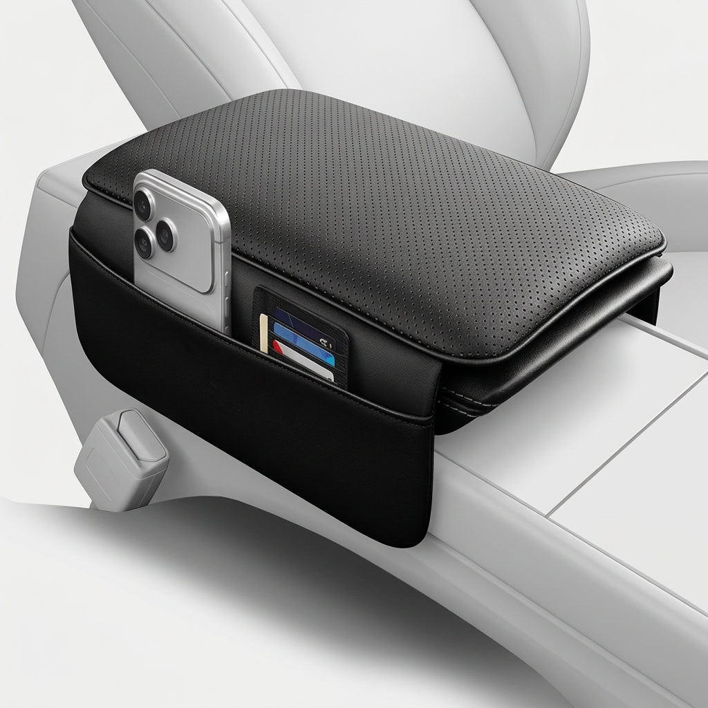 MiniRevs Leather Center Console Armrest Cover for Tesla Model 3/Y/YL Highland Juniper 2021-2026