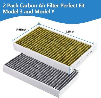 MiniRevs HEPA Cabin Air Filter for Tesla Model 3/Y Highland Juniper 2020-2026 (2-Pack)
