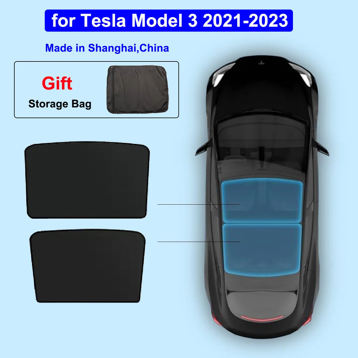 MiniRevs Nano Silver Glass Roof Sunshade for Tesla Model 3/X/Y/YL Highland Juniper 2020-2026