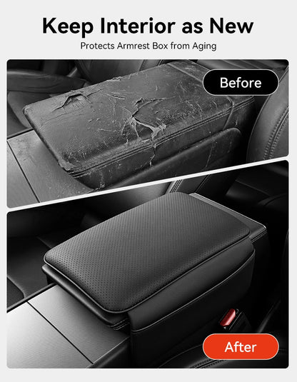 MiniRevs Leather Center Console Armrest Cover for Tesla Model 3/Y/YL Highland Juniper 2021-2026