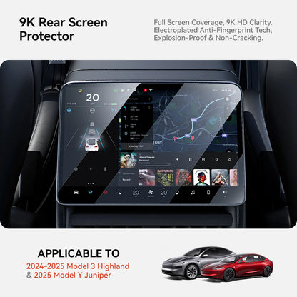 MiniRevs Tempered Glass Screen Protector for Tesla Model 3/Y/YL Highland Juniper 2025-2026 Rear Screen