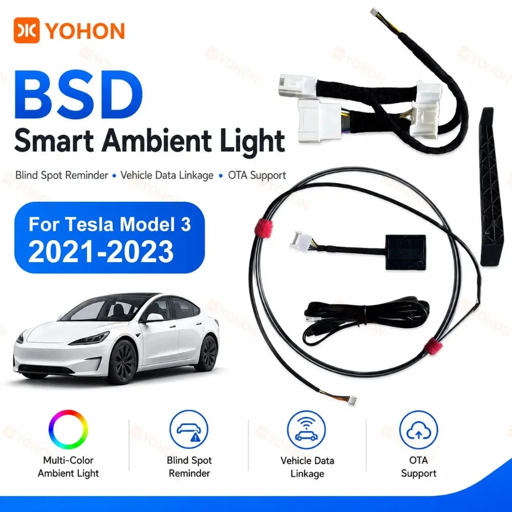 MiniRevs Smart RGB Ambient Light Bar for Tesla | Blind Spot & Speed Alert System