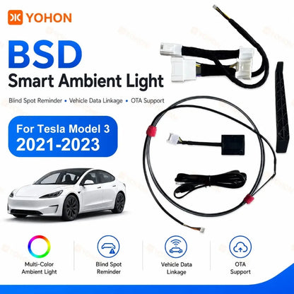 MiniRevs Smart RGB Ambient Light Bar for Tesla | Blind Spot & Speed Alert System
