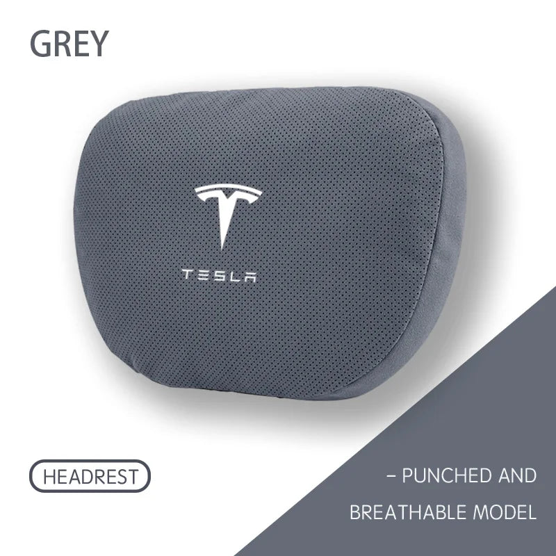 MiniRevs Suede Headrest & Lumbar Pillow Set for Tesla Model Y/3/S