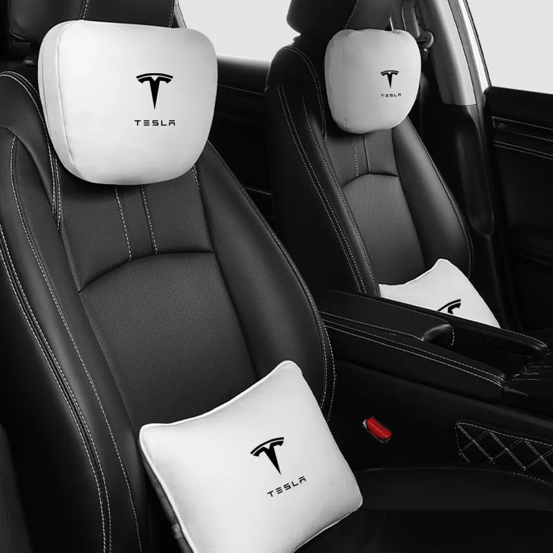 MiniRevs Suede Headrest & Lumbar Pillow Set for Tesla Model Y/3/S