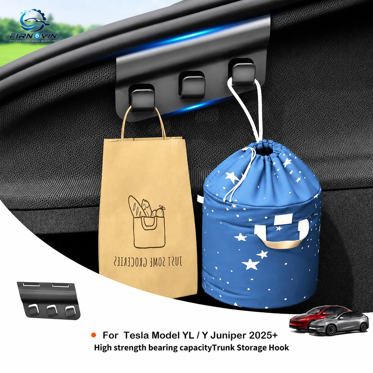 MiniRevs Rear Trunk Hook for Tesla Model YL/Y Juniper 2025+ | Bag & Umbrella Holder