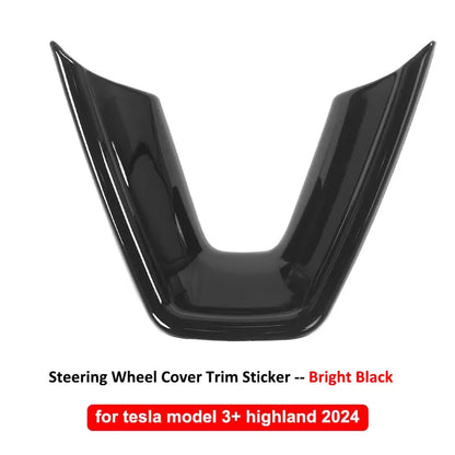 MiniRevs Carbon Fiber ABS Steering Wheel U-Shape Trim for Tesla Model 3/Y/YL Highland Juniper 2024-2026