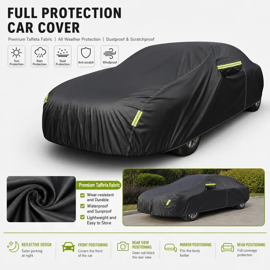 MiniRevs Heavy Duty Polyester Car Cover | All-Weather, Sun & Dust Protection, Universal Fit