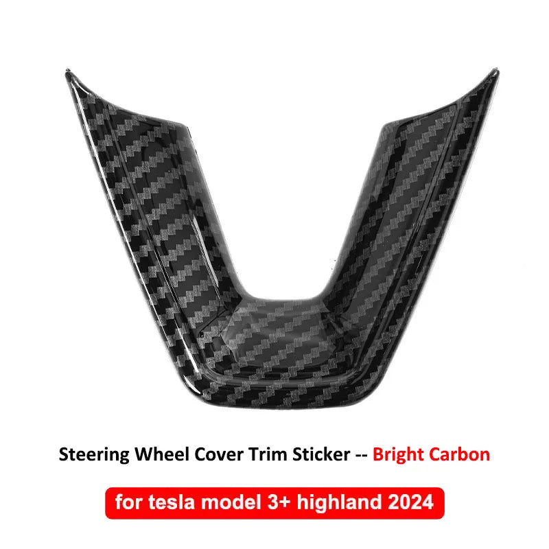 MiniRevs Carbon Fiber ABS Steering Wheel U-Shape Trim for Tesla Model 3/Y/YL Highland Juniper 2024-2026