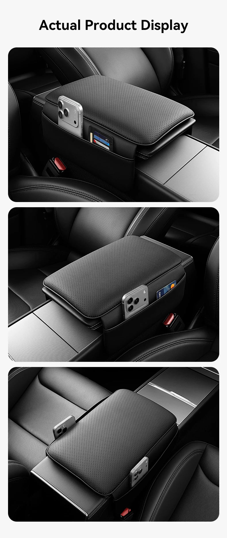 MiniRevs Leather Center Console Armrest Cover for Tesla Model 3/Y/YL Highland Juniper 2021-2026