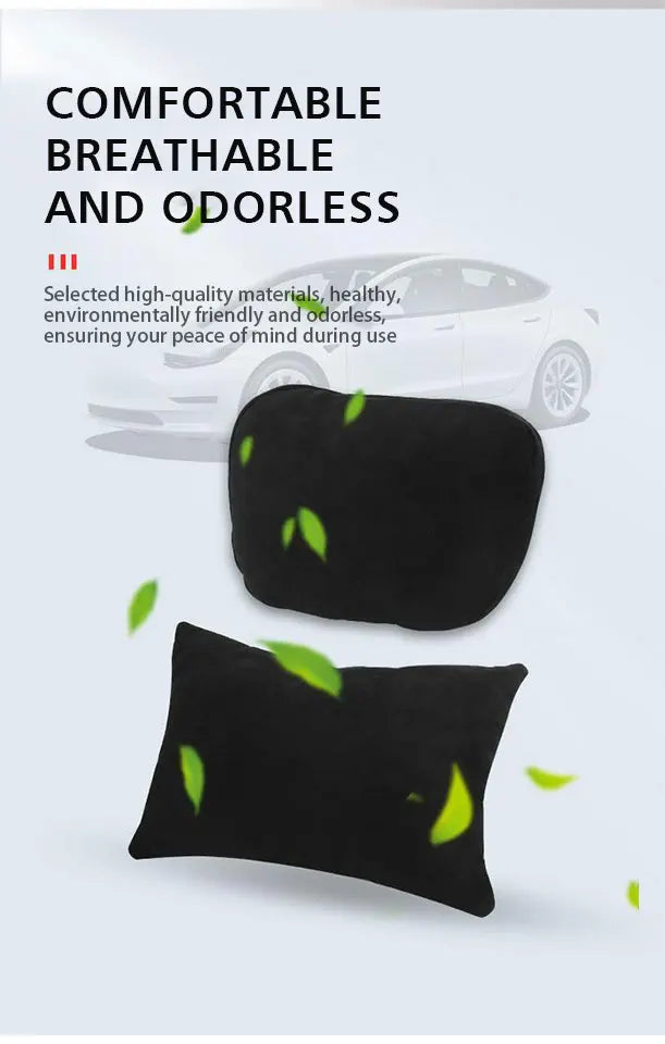 MiniRevs Flocking Neck & Lumbar Support Pillow Set for Tesla Model 3/Y