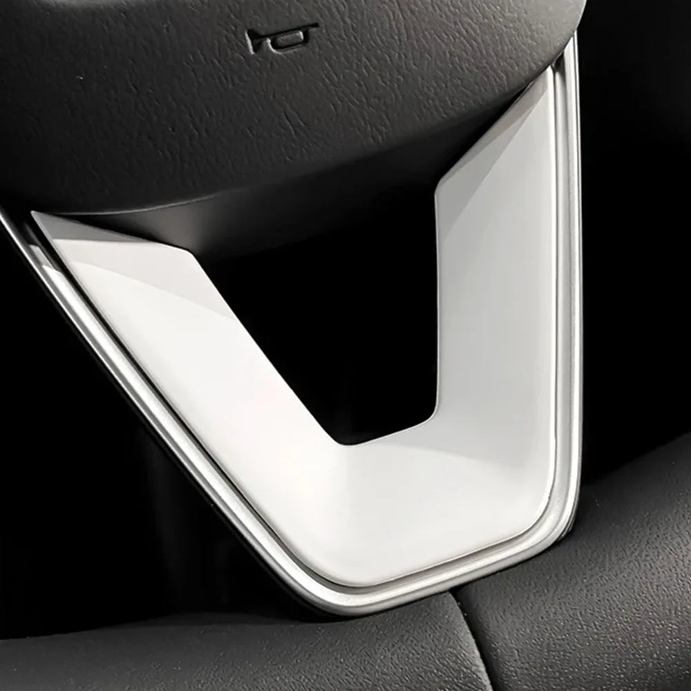 MiniRevs Matte White ABS Steering Wheel Trim Cover for Tesla Model Y Juniper 2025-2026 / Model 3 Highland 2024-2026
