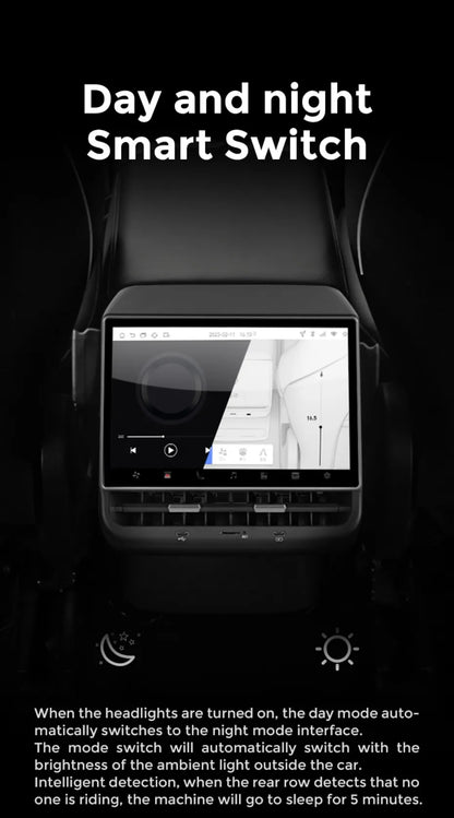 MiniRevs 8.66" Rear Seat Entertainment Display for Tesla Model 3/Y 2019-2023 | Android 13, 4G LTE, 4+64G