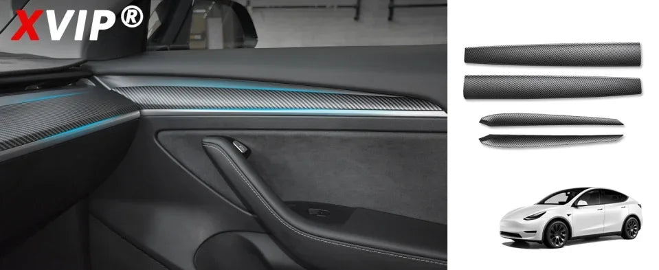 MiniRevs Carbon Fiber Dashboard & Door Trim Kit for Tesla Model 3/Y 2021-2023 | Glossy/Matte Black