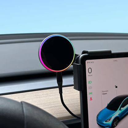 MiniRevs 25W Magnetic Wireless Charger Phone Mount for Tesla Model Y/3 Juniper 2026 | Qi2.2 MagSafe