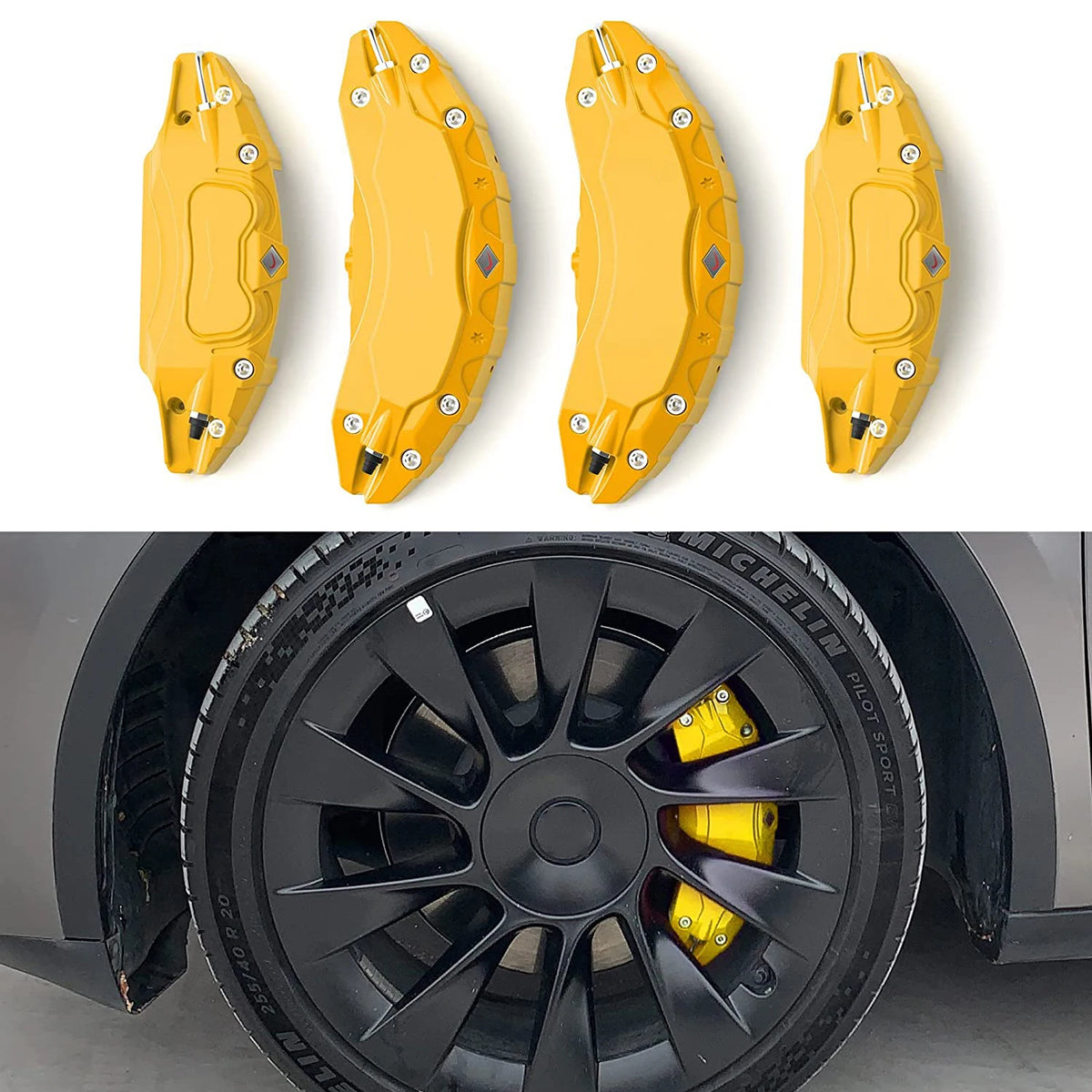 MiniRevs Brake Caliper Covers for Tesla Model 3 Highland 2024-2026 (4-Pack with Decals)