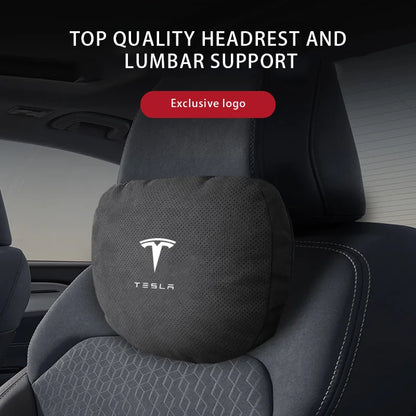 MiniRevs Suede Headrest & Lumbar Pillow Set for Tesla Model Y/3/S