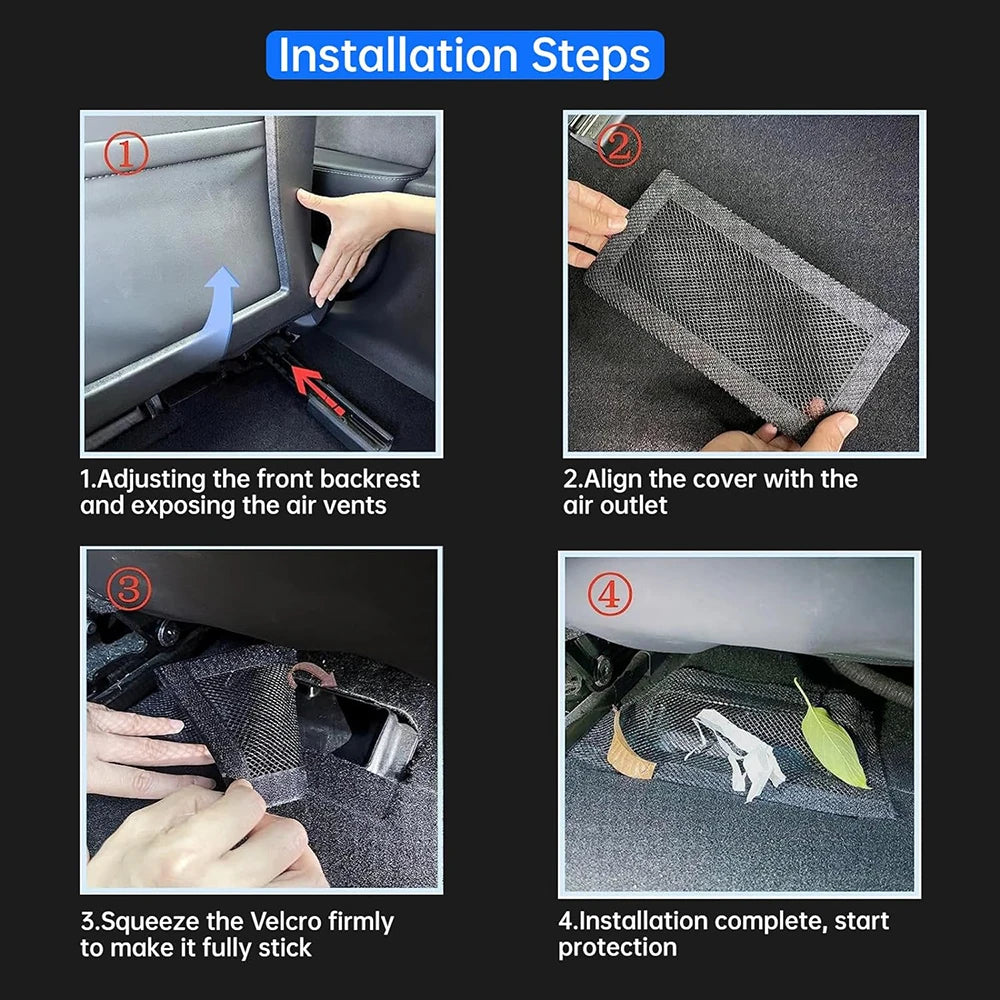 MiniRevs Under-Seat Air Vent Mesh Cover for Tesla Model 3/YL/Y Juniper Highland 2017-2026 (Pair)