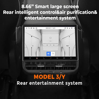MiniRevs 8.66" Rear Seat Entertainment Display for Tesla Model 3/Y 2019-2023 | Android 13, 4G LTE, 4+64G