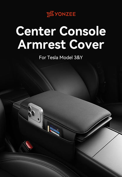 MiniRevs Leather Center Console Armrest Cover for Tesla Model 3/Y/YL Highland Juniper 2021-2026