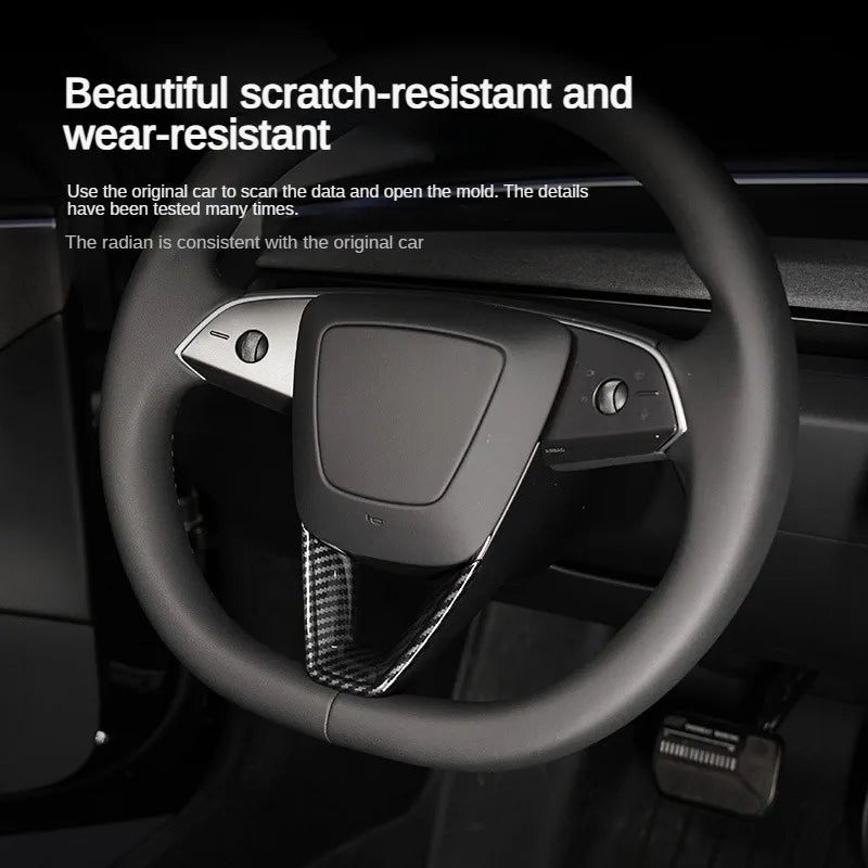 MiniRevs Carbon Fiber ABS Steering Wheel U-Shape Trim for Tesla Model 3/Y/YL Highland Juniper 2024-2026