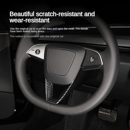 MiniRevs Carbon Fiber ABS Steering Wheel U-Shape Trim for Tesla Model 3/Y/YL Highland Juniper 2024-2026