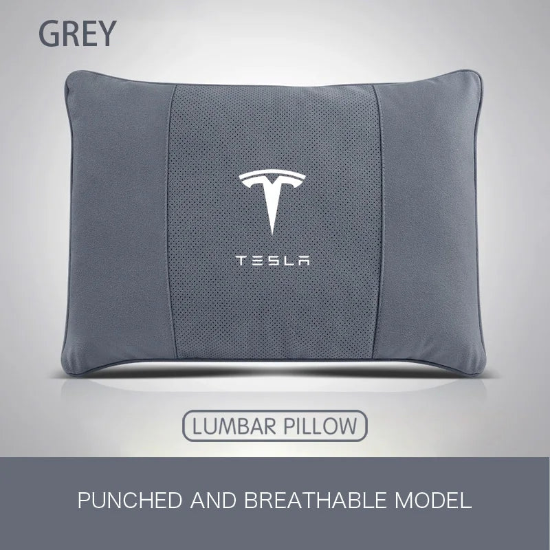 MiniRevs Suede Headrest & Lumbar Pillow Set for Tesla Model Y/3/S