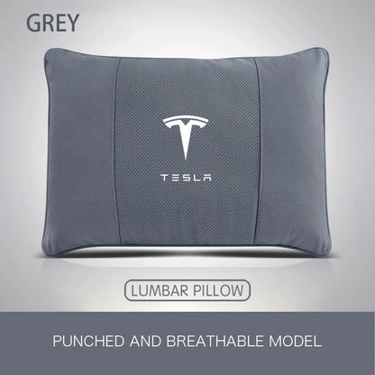 MiniRevs Suede Headrest & Lumbar Pillow Set for Tesla Model Y/3/S