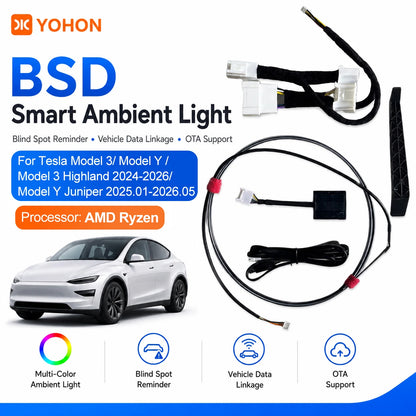 MiniRevs Smart RGB Ambient Light Bar for Tesla | Blind Spot & Speed Alert System