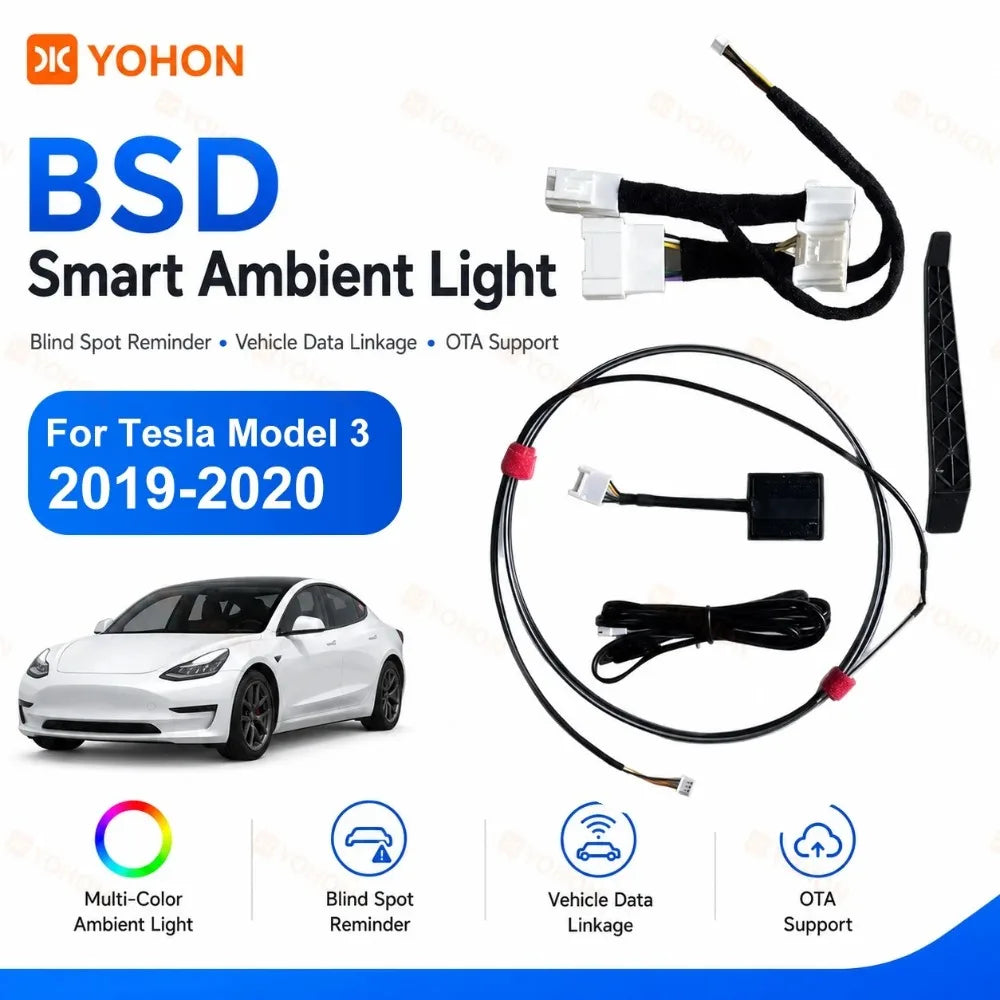 MiniRevs Smart RGB Ambient Light Bar for Tesla | Blind Spot & Speed Alert System