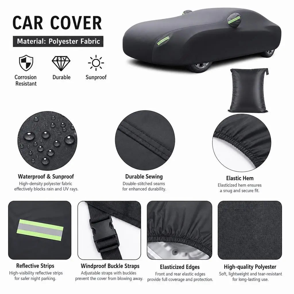 MiniRevs Heavy Duty Polyester Car Cover | All-Weather, Sun & Dust Protection, Universal Fit