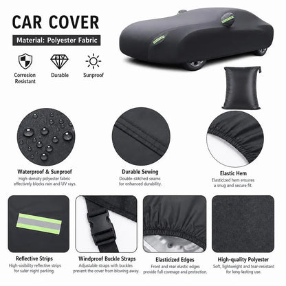 MiniRevs Heavy Duty Polyester Car Cover | All-Weather, Sun & Dust Protection, Universal Fit