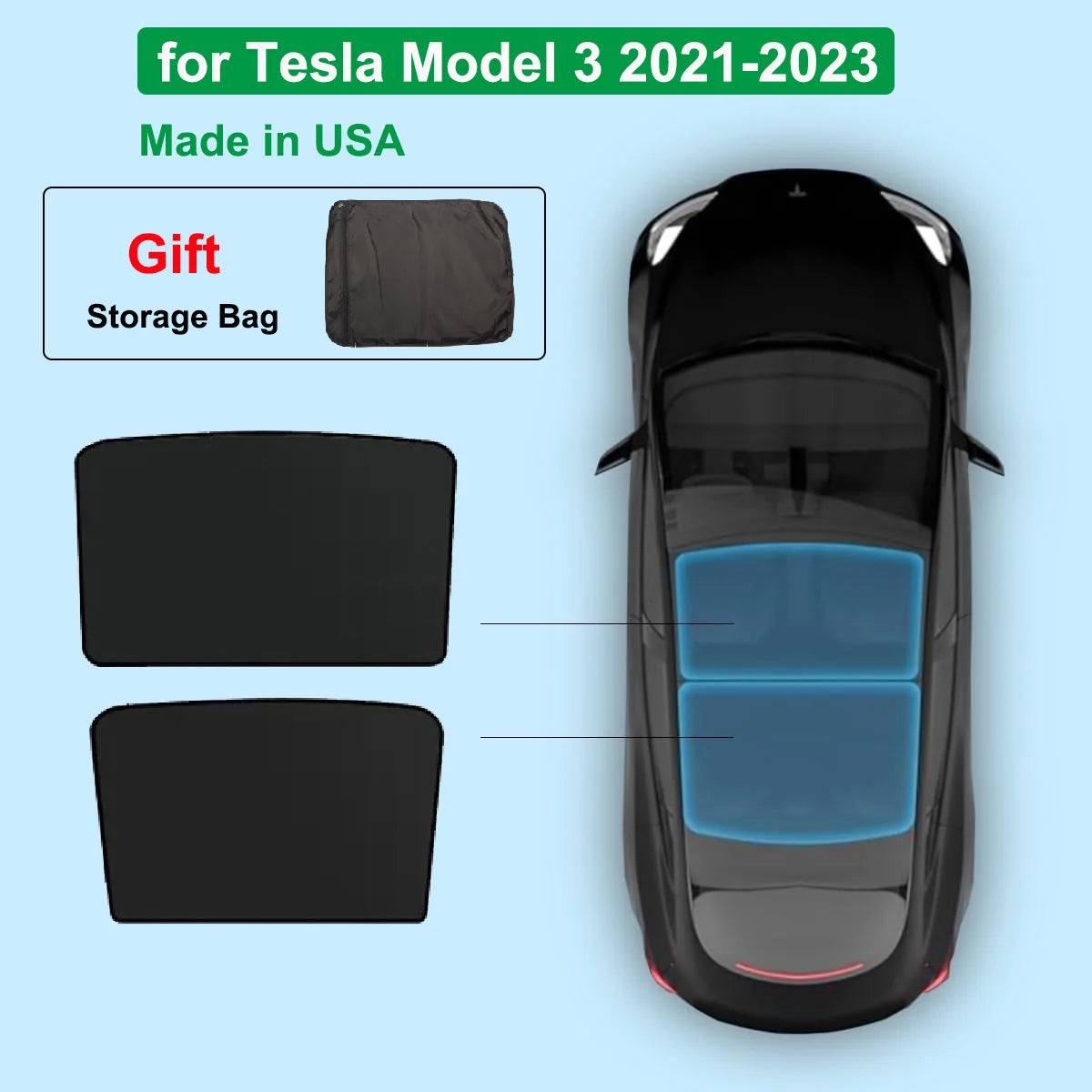 MiniRevs Nano Silver Glass Roof Sunshade for Tesla Model 3/X/Y/YL Highland Juniper 2020-2026