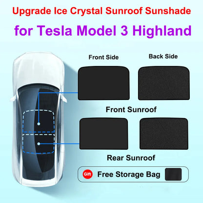 MiniRevs Nano Silver Glass Roof Sunshade for Tesla Model 3/X/Y/YL Highland Juniper 2020-2026