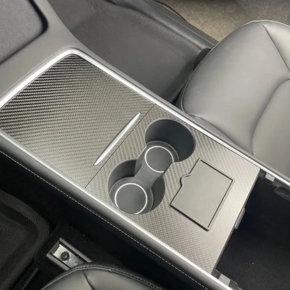 MiniRevs Real Carbon Fiber Center Console Trim Cover for Tesla Model 3/Y 2021-2023