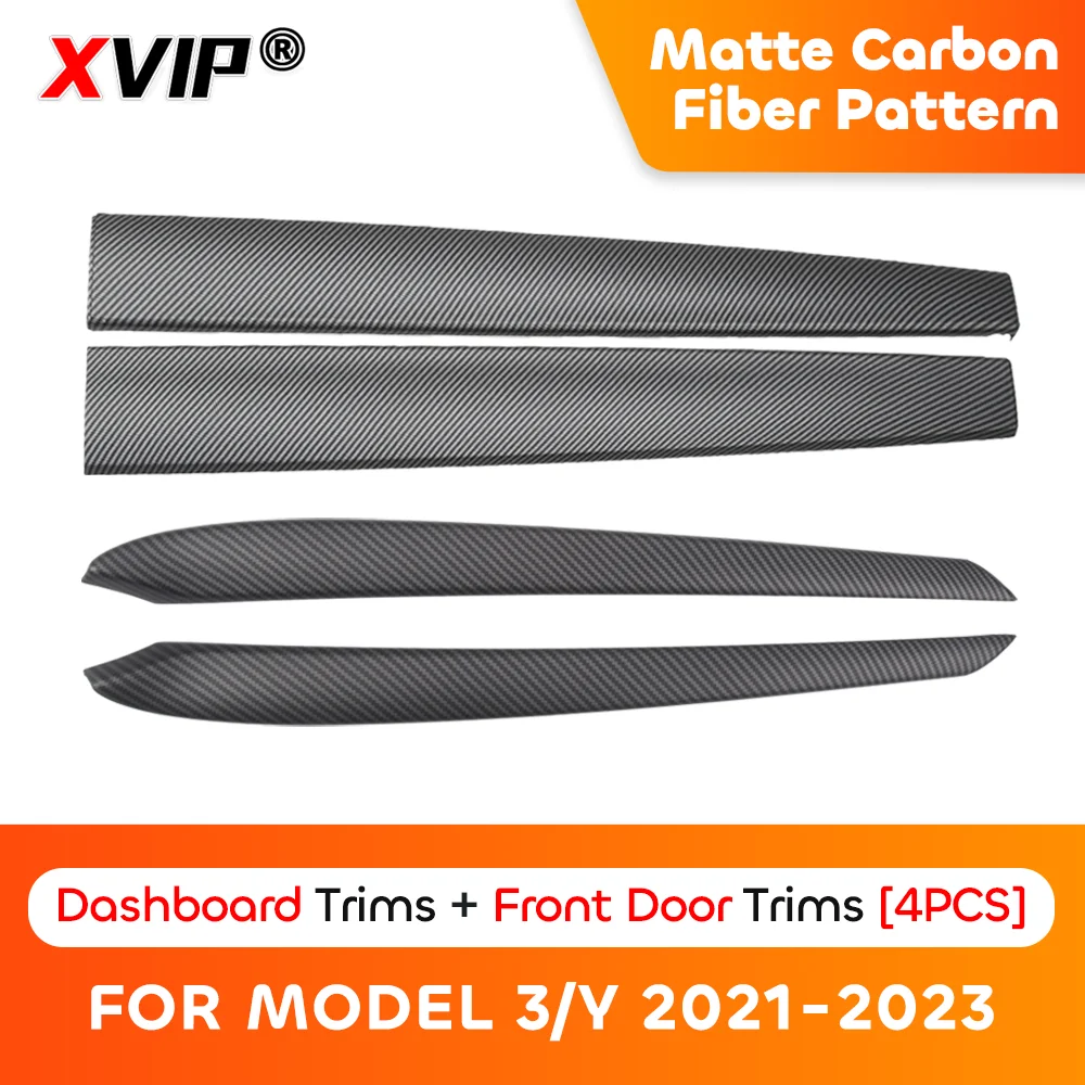 MiniRevs Carbon Fiber Dashboard & Door Trim Kit for Tesla Model 3/Y 2021-2023 | Glossy/Matte Black