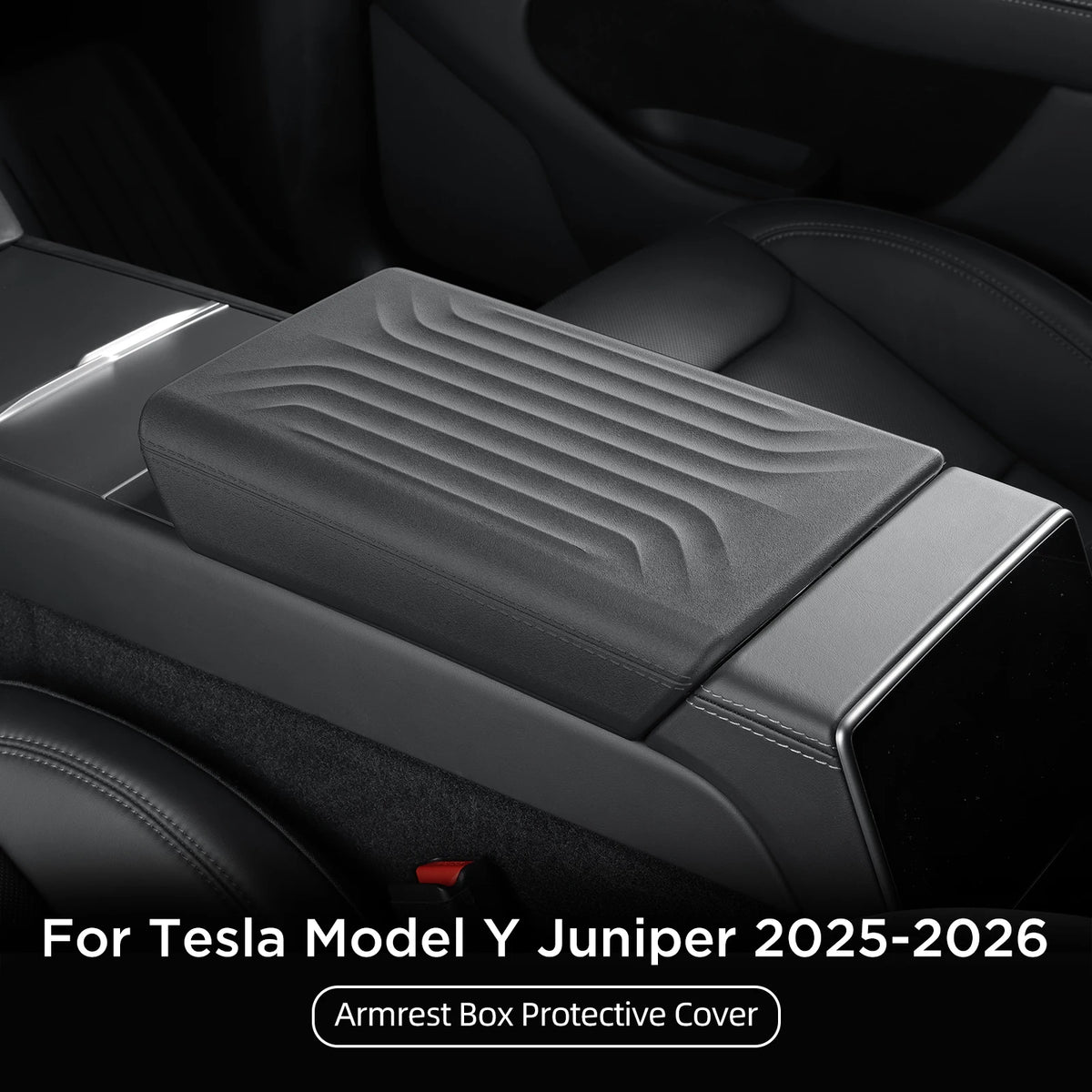 MiniRevs Leather Center Console Armrest Cover for Tesla Model 3/Y/YL Highland Juniper 2021-2026