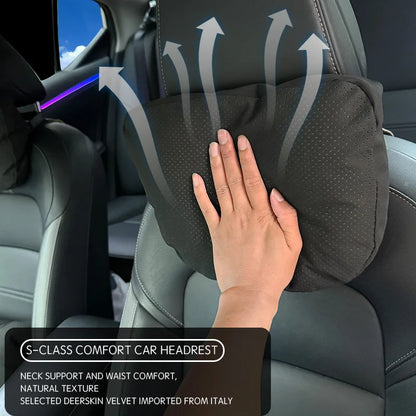 MiniRevs Suede Headrest & Lumbar Pillow Set for Tesla Model Y/3/S