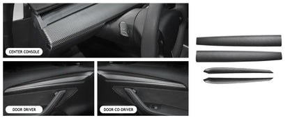 MiniRevs Carbon Fiber Dashboard & Door Trim Kit for Tesla Model 3/Y 2021-2023 | Glossy/Matte Black