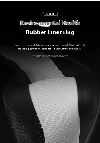 MiniRevs Suede Leather Sports Steering Wheel Cover for Tesla Model 3/Y/S/X/Roadster