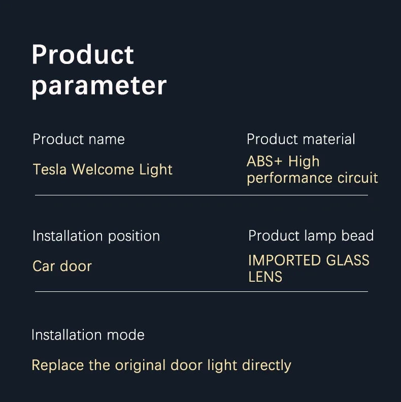 MiniRevs LED Door Welcome Light Projector for Tesla Model S/3/X/Y (2-Pack)