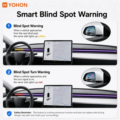 MiniRevs Smart RGB Ambient Light Bar for Tesla | Blind Spot & Speed Alert System