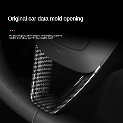 MiniRevs Carbon Fiber ABS Steering Wheel U-Shape Trim for Tesla Model 3/Y/YL Highland Juniper 2024-2026