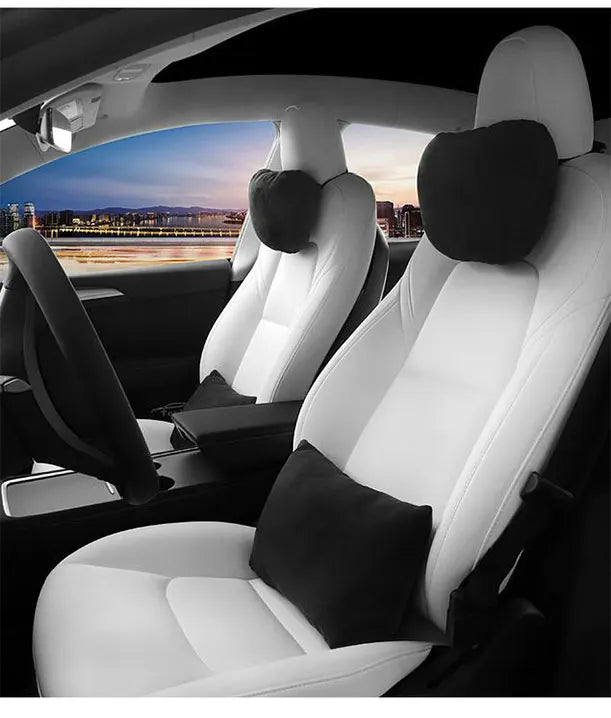 MiniRevs Flocking Neck & Lumbar Support Pillow Set for Tesla Model 3/Y