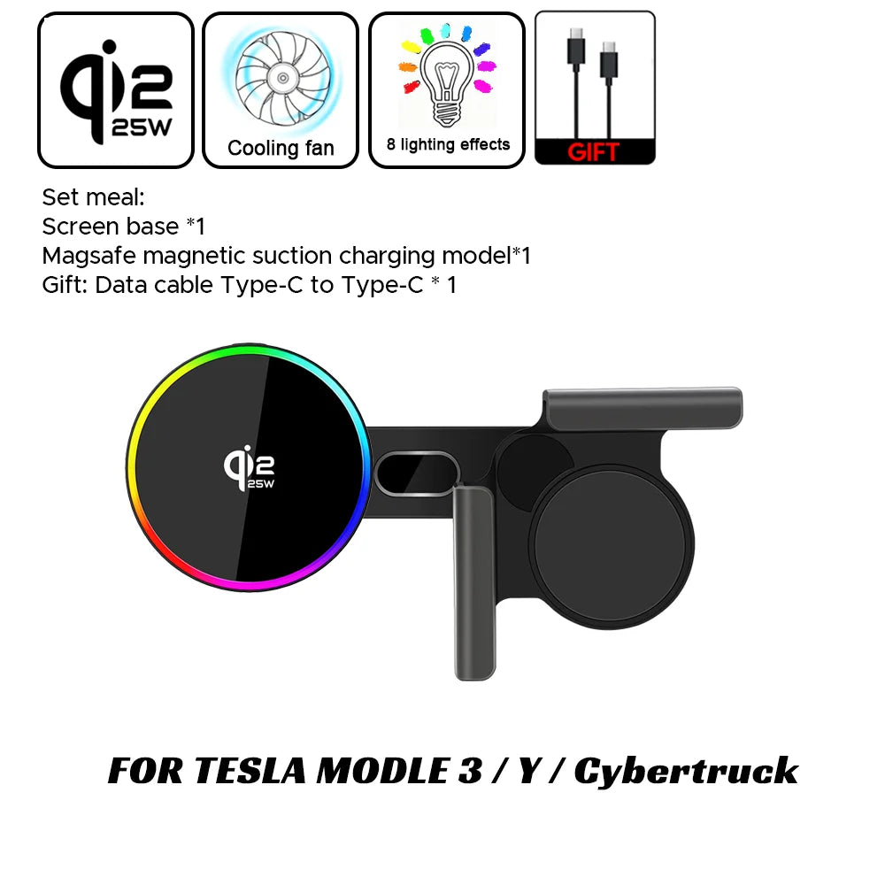 MiniRevs 25W Magnetic Wireless Charger Phone Mount for Tesla Model Y/3 Juniper 2026 | Qi2.2 MagSafe