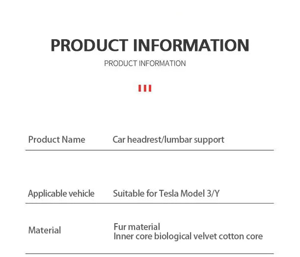 MiniRevs Flocking Neck & Lumbar Support Pillow Set for Tesla Model 3/Y